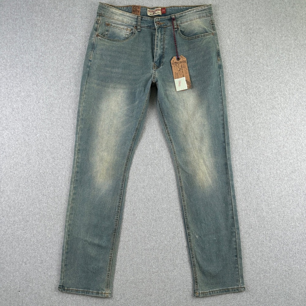 Hudson & Barrow Jeans Mens 34 Blue Sand Dune Slim Stretch Denim HB-1110121 New